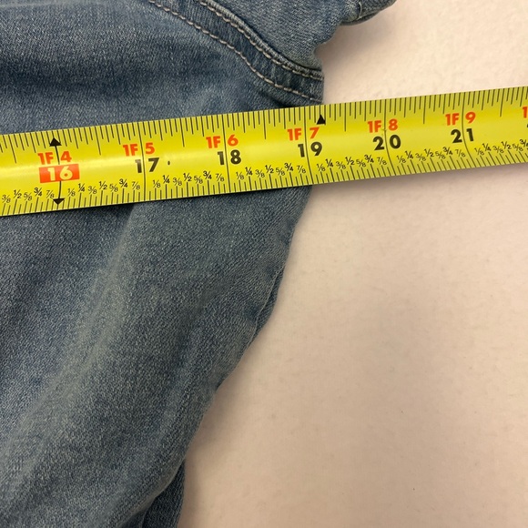 Celebrity Pink Denim Short Sleeve Romper Women M Light Wash Snap‑Up Utility Boho - Picture 6 of 9